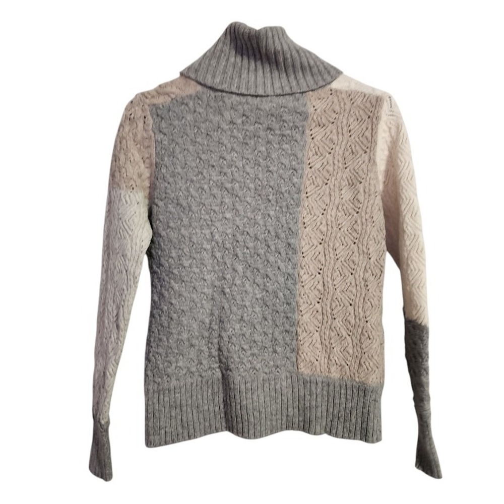Sundance Lambswool Patchwork Cable Knit Turtlenec… - image 2